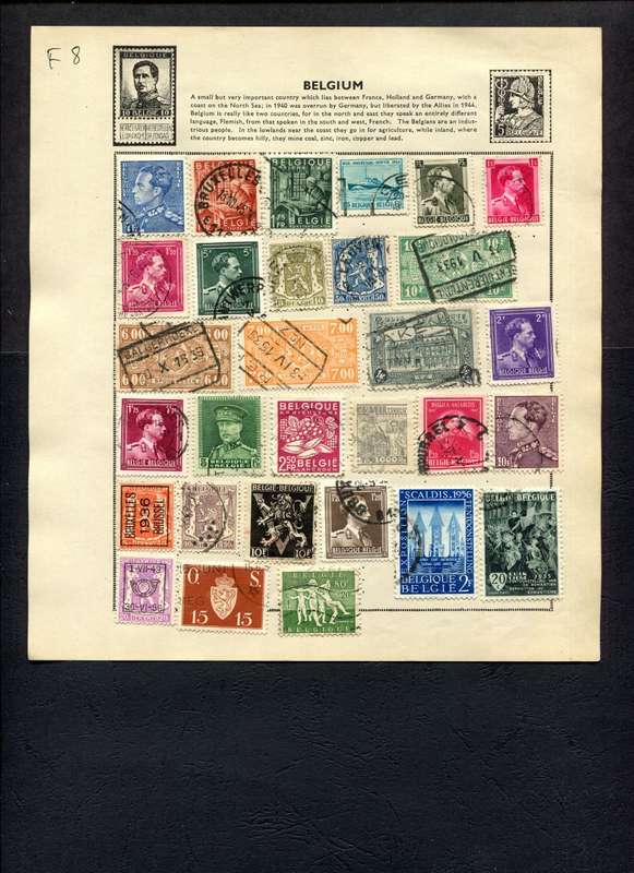 Belgium (Mostly) - 30 Stamps Mounted (Hinged) On Old Album Page