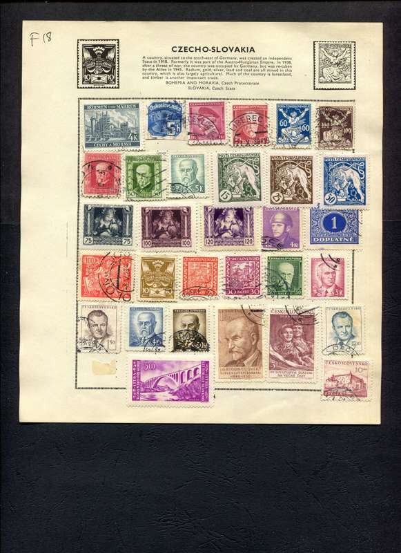 Czechoslovakia - 31 Stamps Mounted (Hinged) On Old Album Page