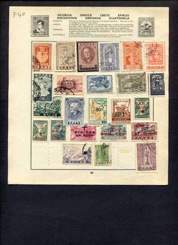 Greece - 23 Stamps Mounted (Hinged) On Old Album Page