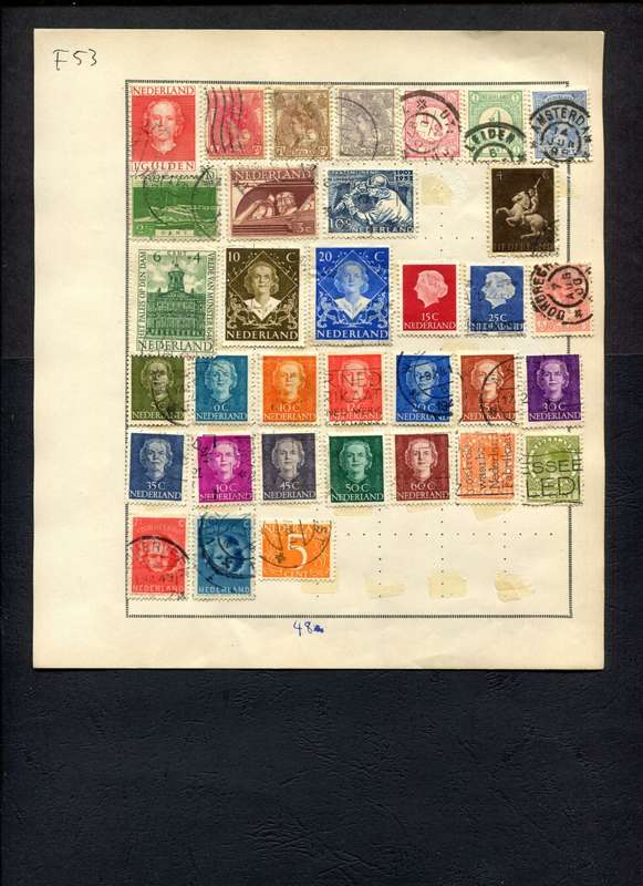 Netherlands - 34 Stamps Mounted (Hinged) On Old Album Page