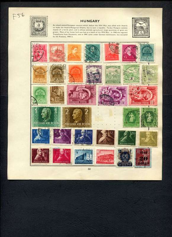 Hungary - 35 Stamps Mounted (Hinged) On Old Album Page