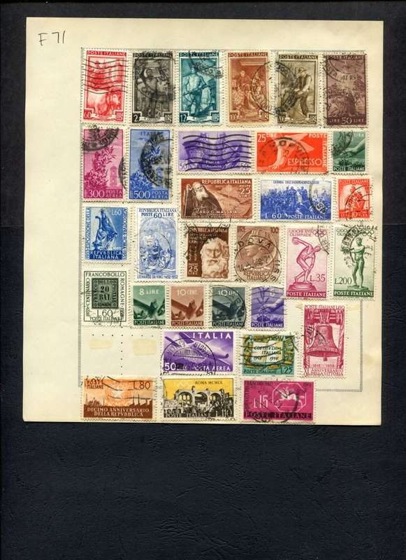 Italy - 31 Stamps Mounted (Hinged) On Old Album Page