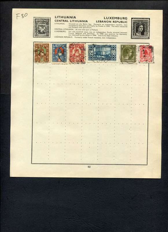 World Mix - 6 Stamps Mounted (Hinged) On Old Album Page