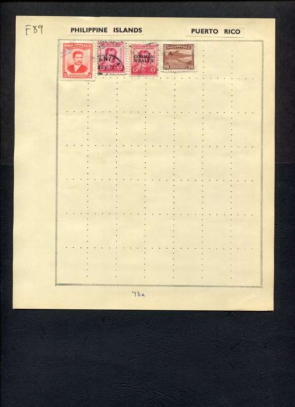 Philippines - 4 Stamps Mounted (Hinged) On Old Album Page