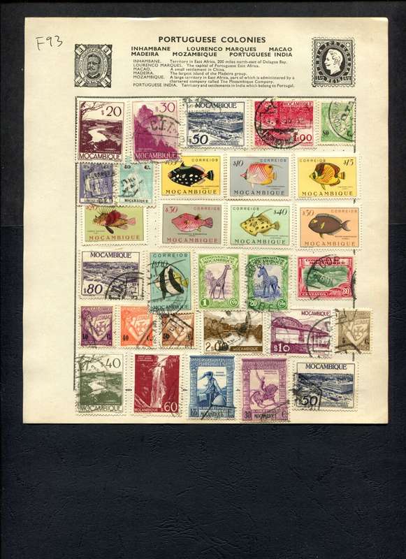 Mozambique - 30 Stamps Mounted (Hinged) On Old Album Page