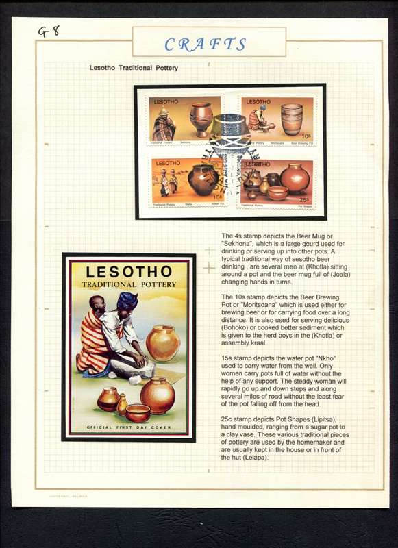 Lesotho - Crafts - 4 Stamps Mounted (Hinged) on Album Page