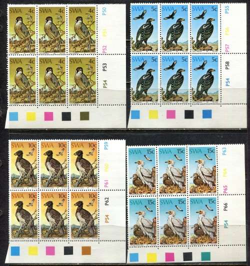 SWA - Birds - Set of 4 Control Blocks of 6 - 1975 - MNH