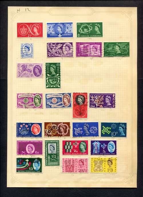 Great Britain - 24 Stamps Mounted (Hinged) On Old Album Page