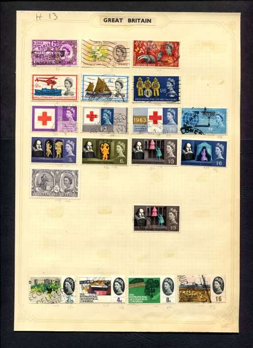 Great Britain - 20 Stamps Mounted (Hinged) On Old Album Page