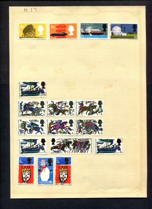 Great Britain - 17 Stamps Mounted (Hinged) On Old Album Page