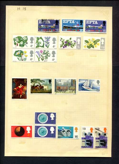 Great Britain - 19 Stamps Mounted (Hinged) On Old Album Page
