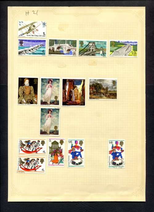 Great Britain - 15 Stamps Mounted (Hinged) On Old Album Page