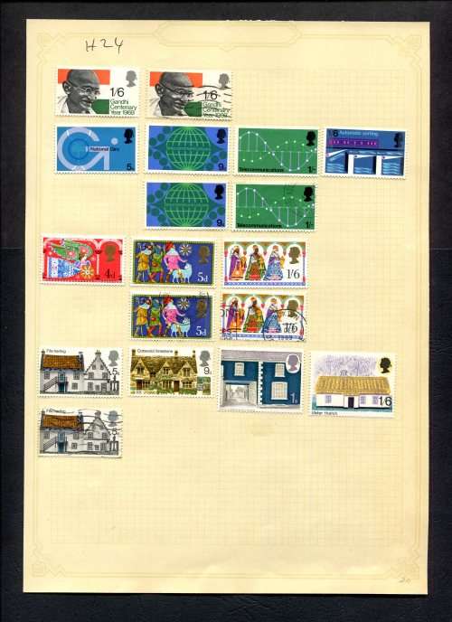 Great Britain - 18 Stamps Mounted (Hinged) On Old Album Page