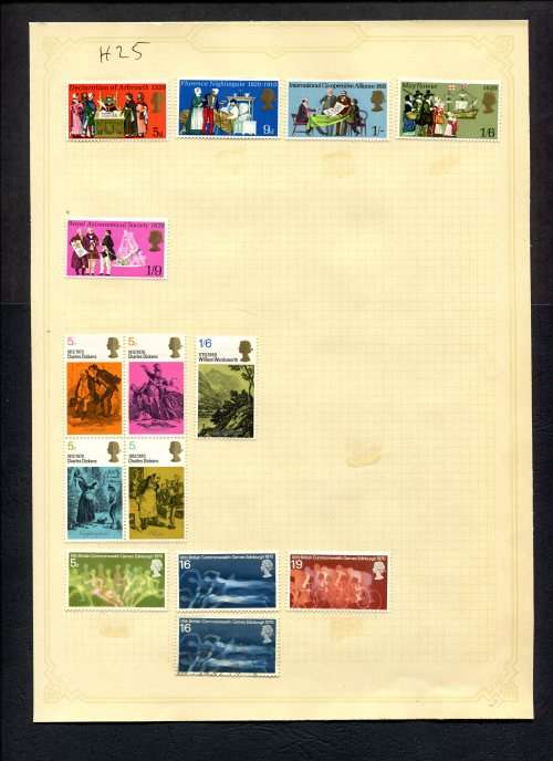 Great Britain - 14 Stamps Mounted (Hinged) On Old Album Page