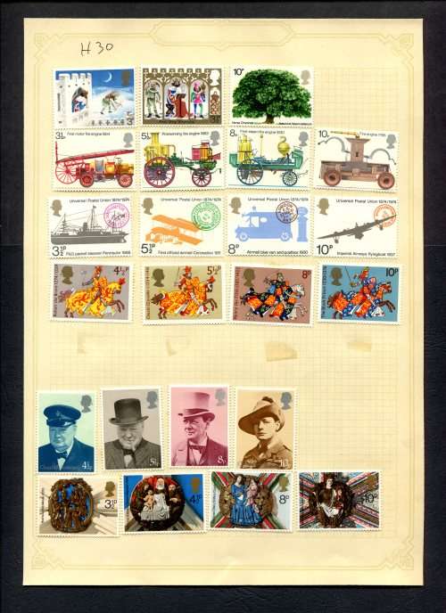 Great Britain - 23 Stamps Mounted (Hinged) On Old Album Page