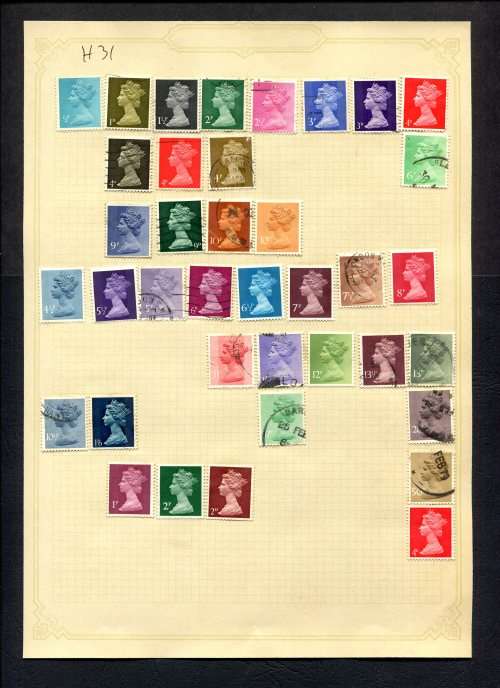 Great Britain - 38 Stamps Mounted (Hinged) On Old Album Page