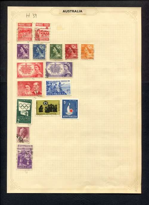Australia - 16 Stamps Mounted (Hinged) On Old Album Page