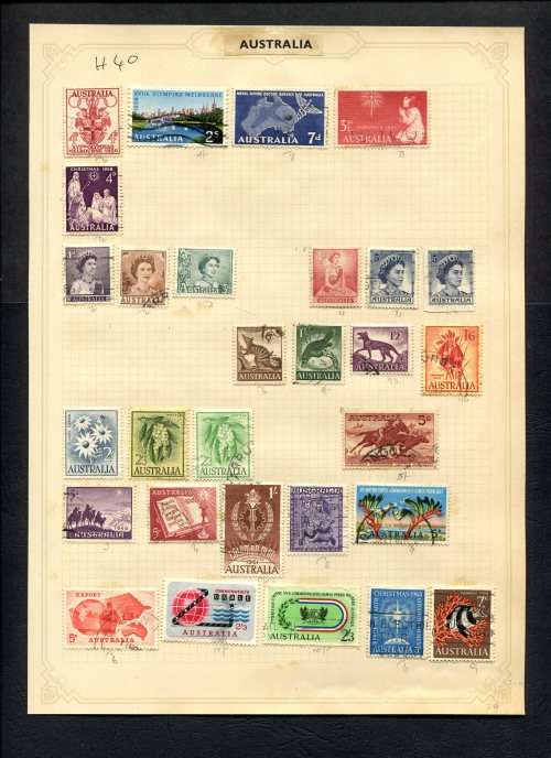 Australia - 29 Stamps Mounted (Hinged) On Old Album Page