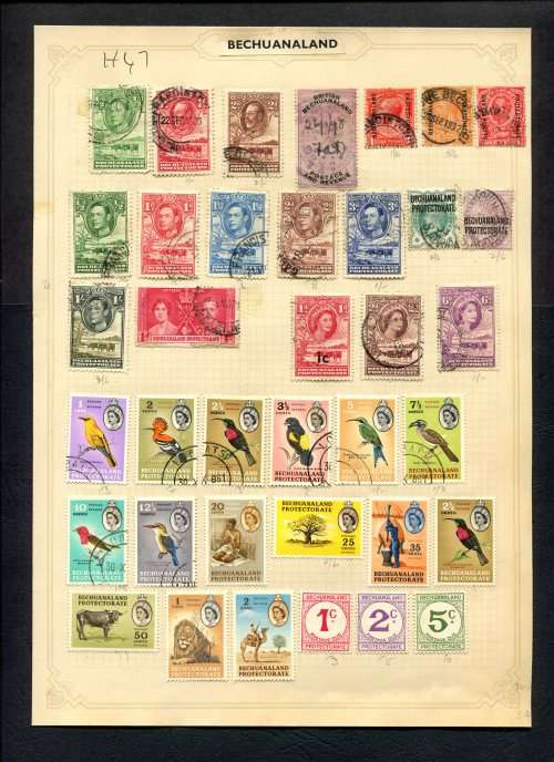 Bechuanaland - 47 Stamps Mounted (Hinged) On Old Album Page