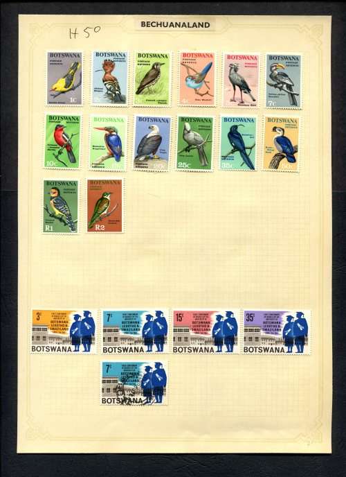 Botswana - 19 Stamps Mounted (Hinged) On Old Album Page