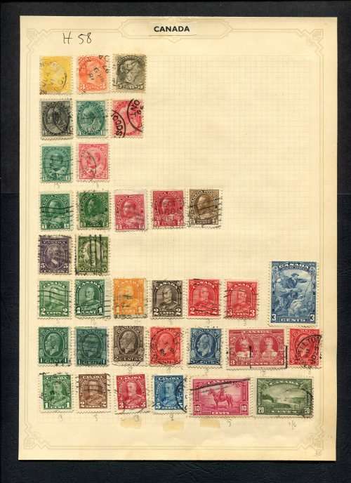 Canada  - 35 Stamps Mounted (Hinged) On Old Album Page