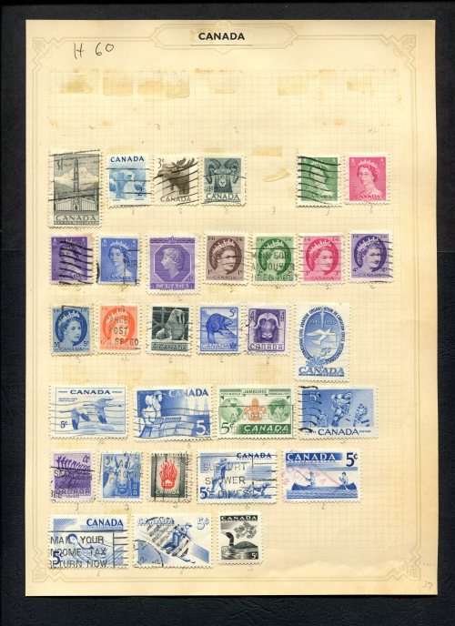 Canada  - 31 Stamps Mounted (Hinged) On Old Album Page