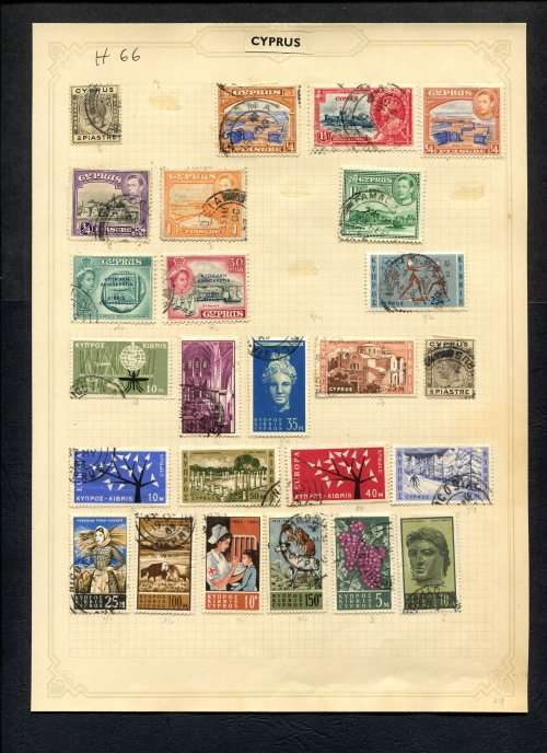 Cyprus  - 25 Stamps Mounted (Hinged) On Old Album Page