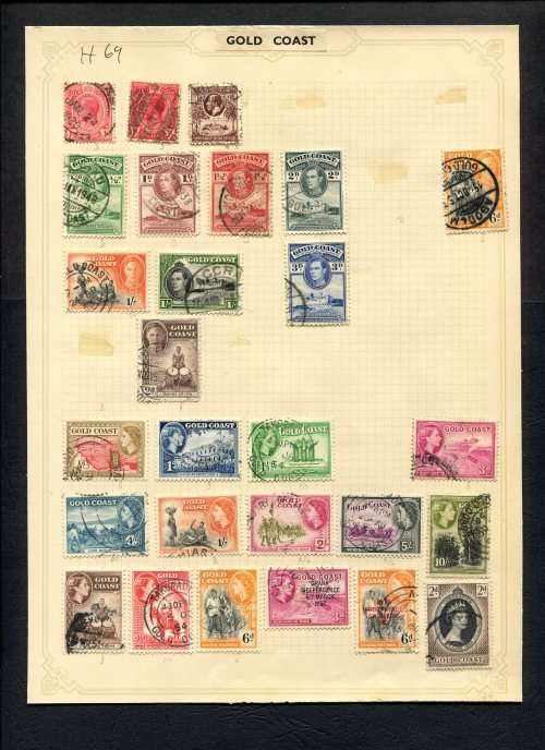 Gold Coast  - 27 Stamps Mounted (Hinged) On Old Album Page