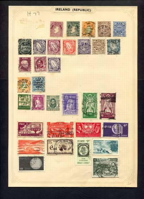 Ireland  - 33 Stamps Mounted (Hinged) On Old Album Page