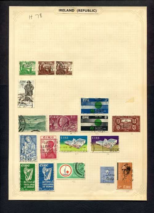 Ireland  - 18 Stamps Mounted (Hinged) On Old Album Page