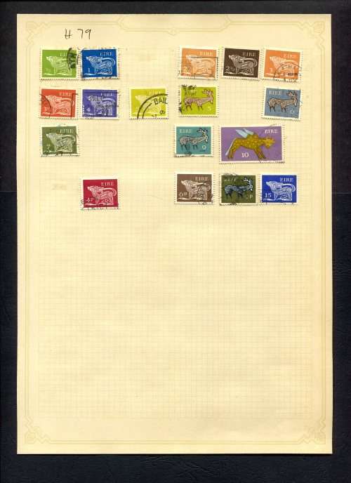 Ireland  - 17 Stamps Mounted (Hinged) On Old Album Page