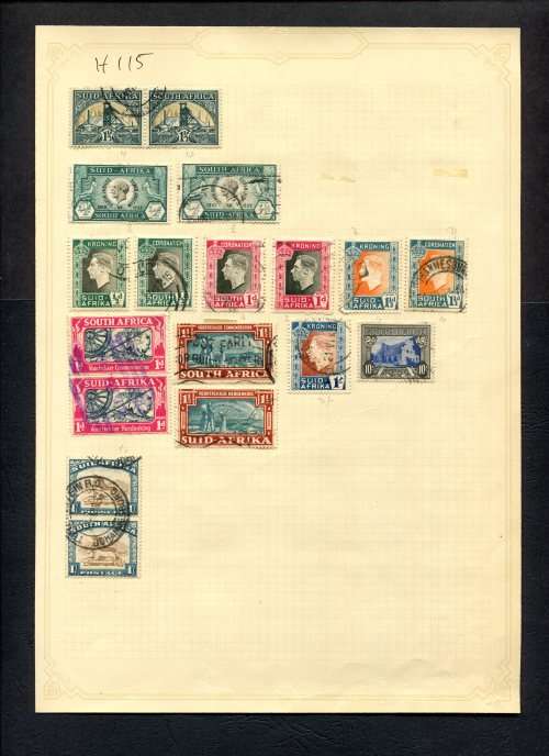Union of SA - 18 Stamps Mounted (Hinged) On Old Album Page
