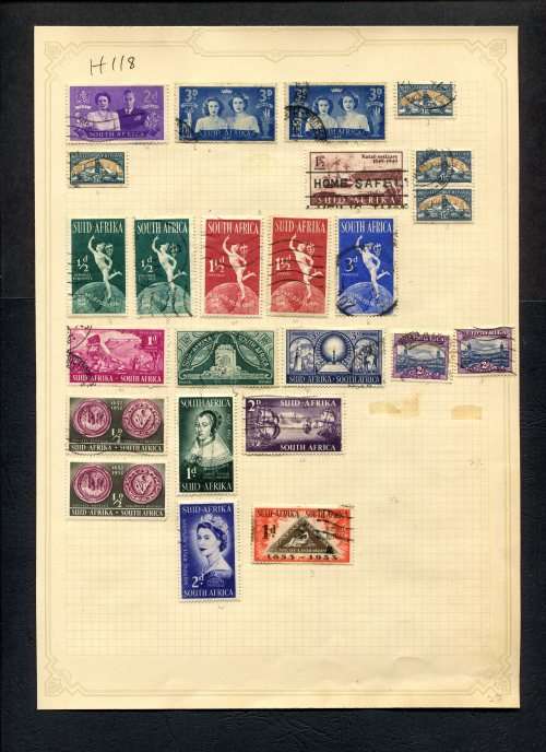 Union of SA - 24 Stamps Mounted (Hinged) On Old Album Page