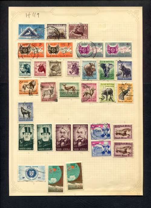 Union of SA - 32 Stamps Mounted (Hinged) On Old Album Page