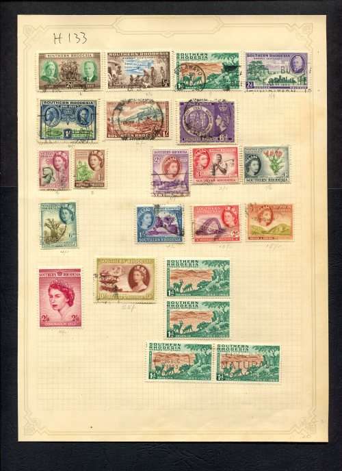 Southern Rhodesia - 22 Stamps Mounted (Hinged) On Old Album Page