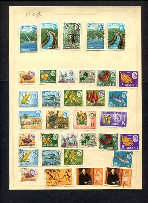 Rhodesia - 34 Stamps Mounted (Hinged) On Old Album Page