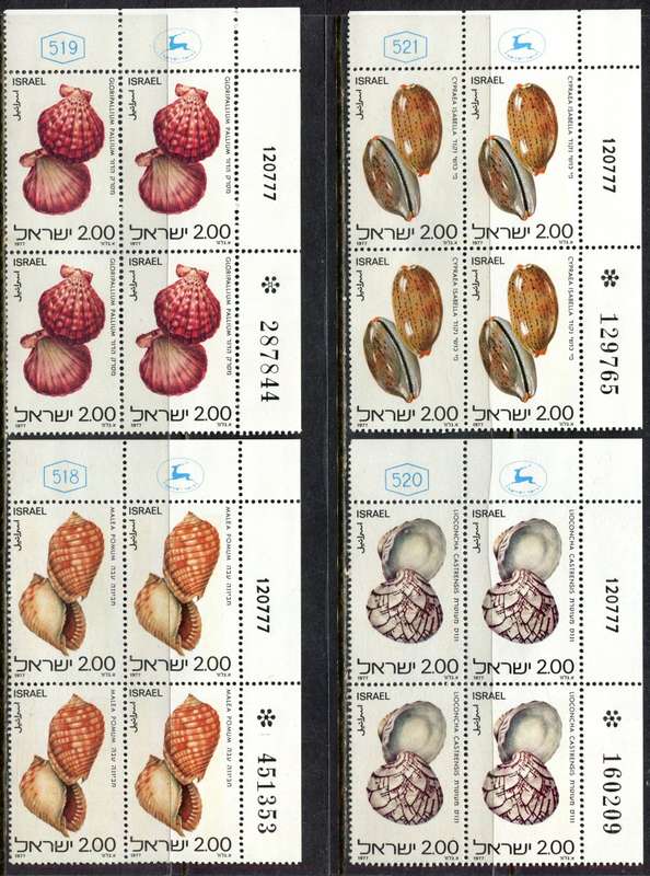 Israel - Shells - Set of 4 Blocks of 4 - 1977 - MMH