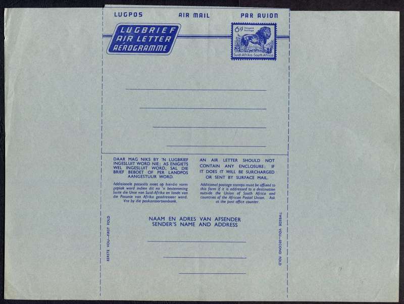 Union of SA - Postal Stationary - Aerogram