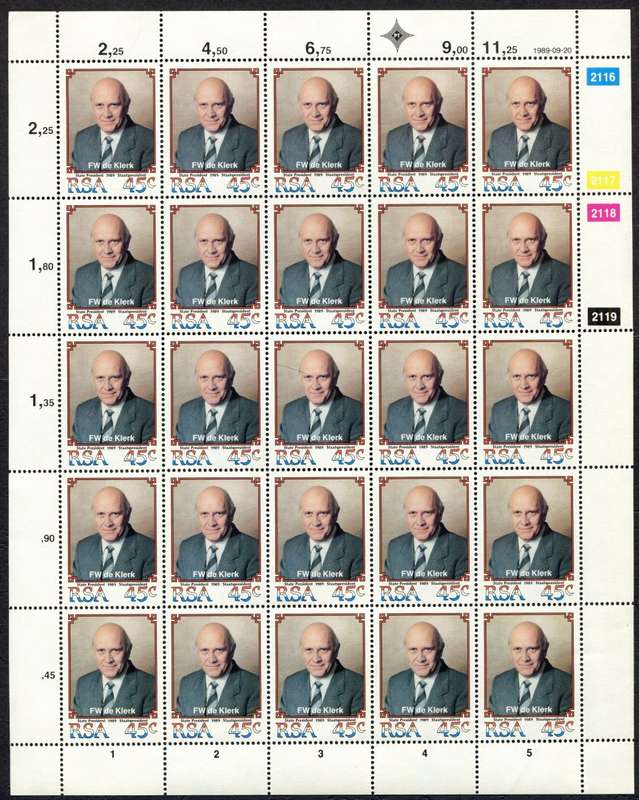RSA - Set of 2 Full Sheets of 25 - 1989 - MNH