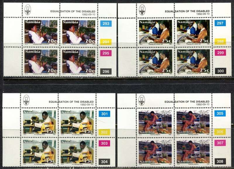 Namibia - Set of 4 Control Blocks of 4 - 1992 - MNH