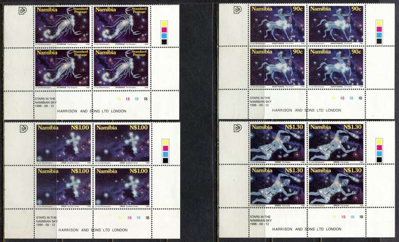 Namibia - Set of 4 Control Blocks of 4 (1B) - 1996 - MNH