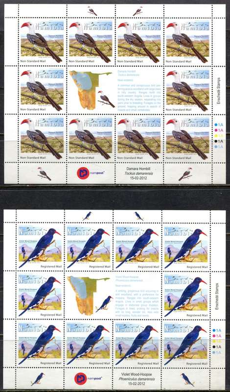 Namibia - Birds - 8 Full Sheets of 10 - 2012 - MNH