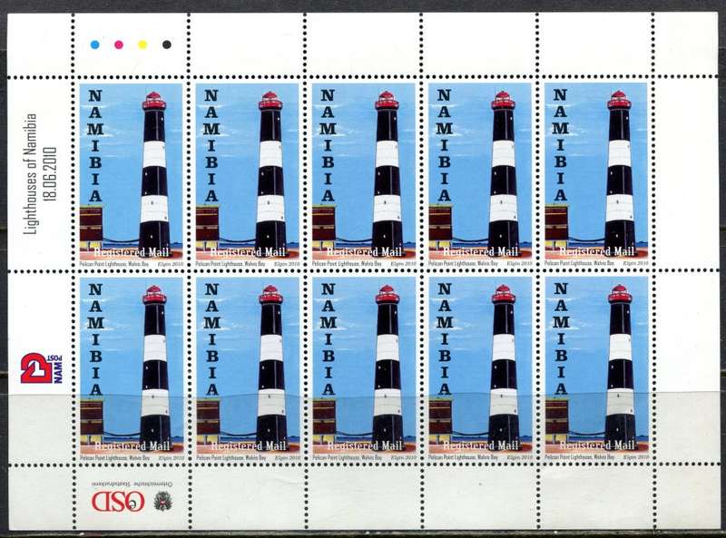 Namibia - Lighthouses - 1 Full Sheet of 10 - 2010 - MNH