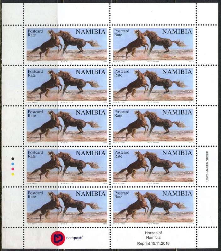 Namibia - Horses - 1 Full Sheet of 10 - 2016 - MNH