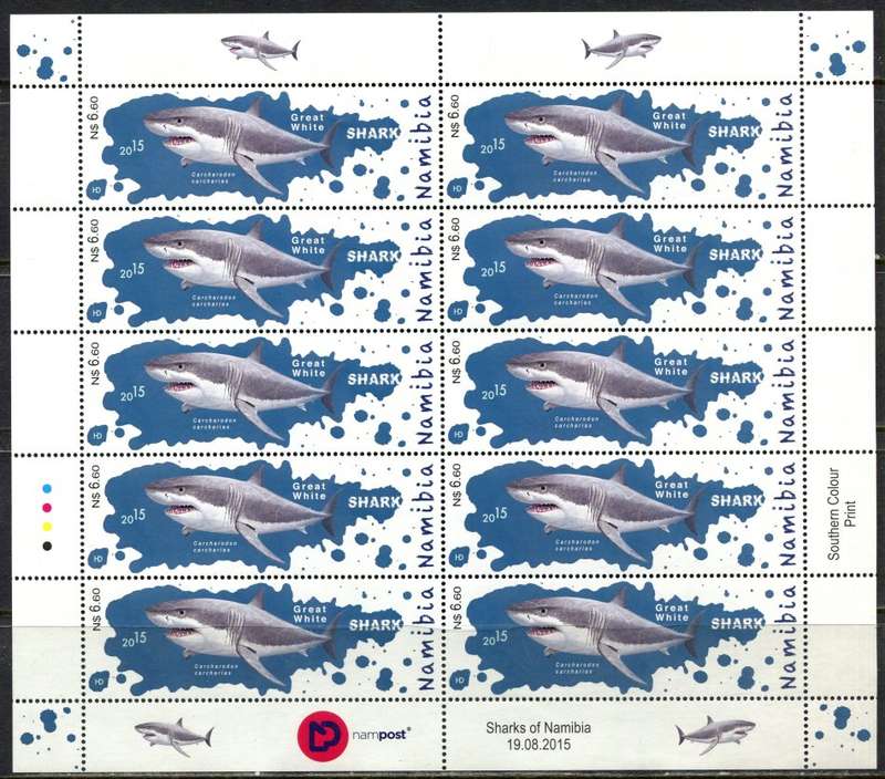 Namibia - Sharks - Set of 4 Full Sheets of 10 - 2015 - MNH