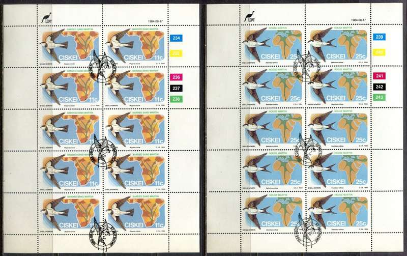 Ciskei - Birds - Set of 4 Full sheets of 10 - 1984 - Used(CTO)