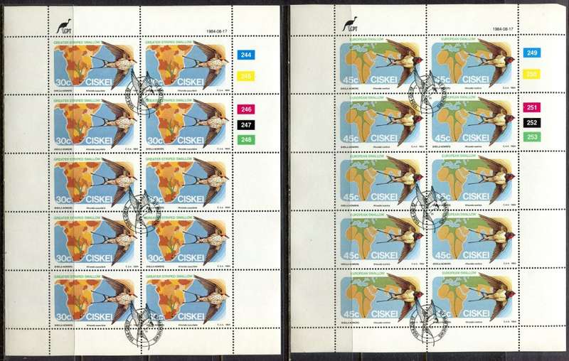 Ciskei - Birds - Set of 4 Full sheets of 10 - 1984 - Used(CTO)