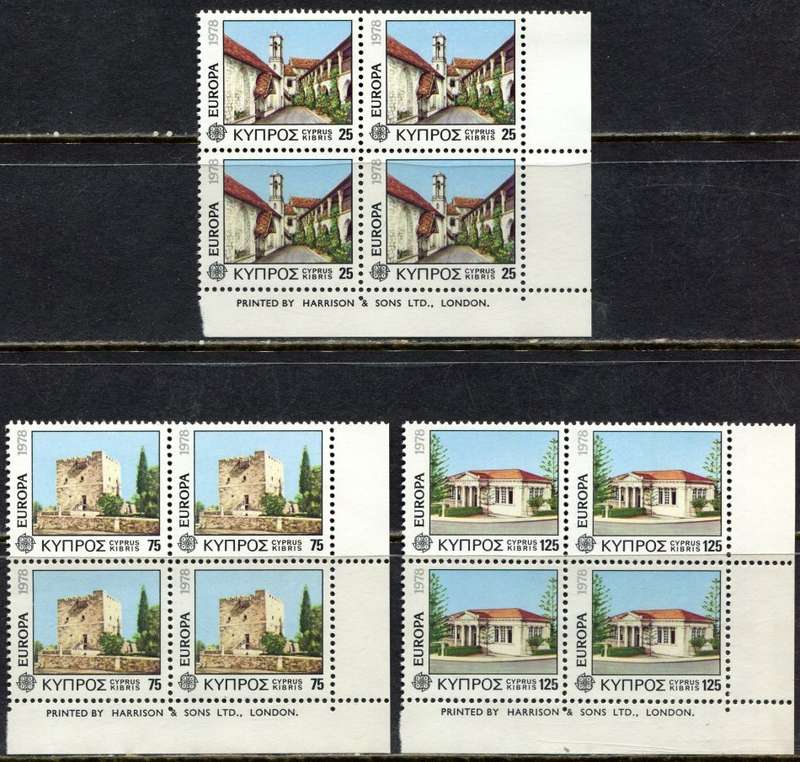 Cyprus - Set of 3 Blocks of 4 - 1978 - MNH