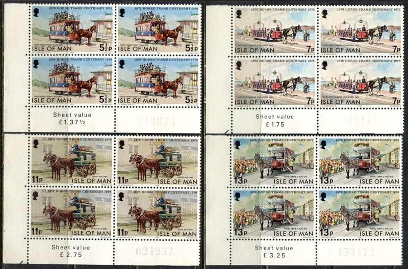 Isle of Man - Set of 4 Sheet Value Blocks of 4 - 1976 - MNH