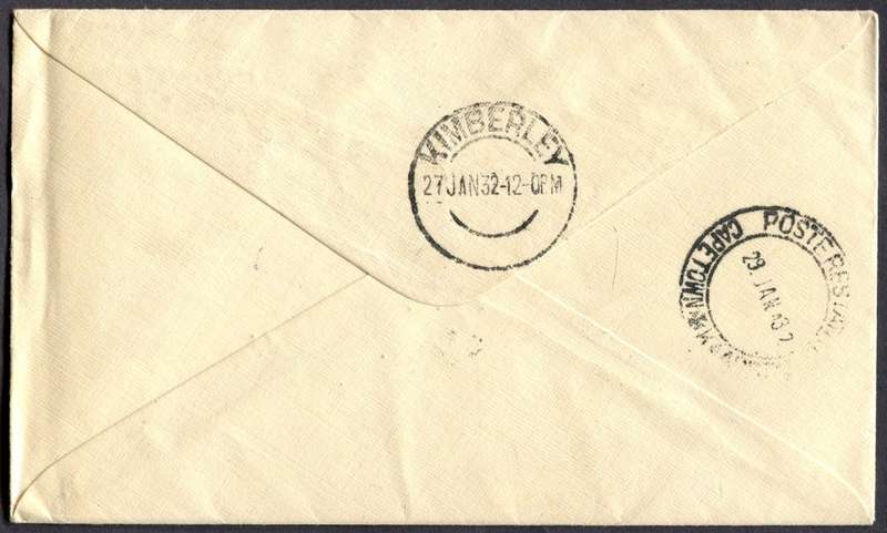 Union of SA - Flight Cover - From Upington to Cape Town